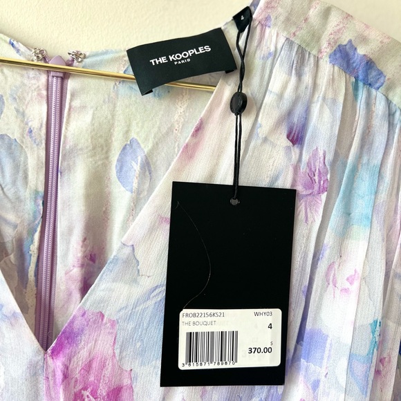 NWT The Kooples Short Sleeve Floral Printed Frill Handkerchief Dress - Picture 5 of 6